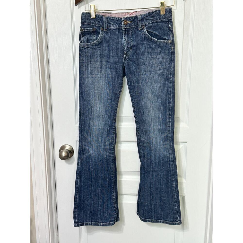 Levi's 517 Stretch Flare Jeans Adjustable Waist girls SZ 14 Blue Stretch Denim